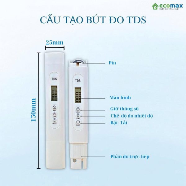 Bút đo TDS - Kiểm tra chất lượng nước sinh hoạt, nước uống 7 but do kiem tra chat luong nuoc