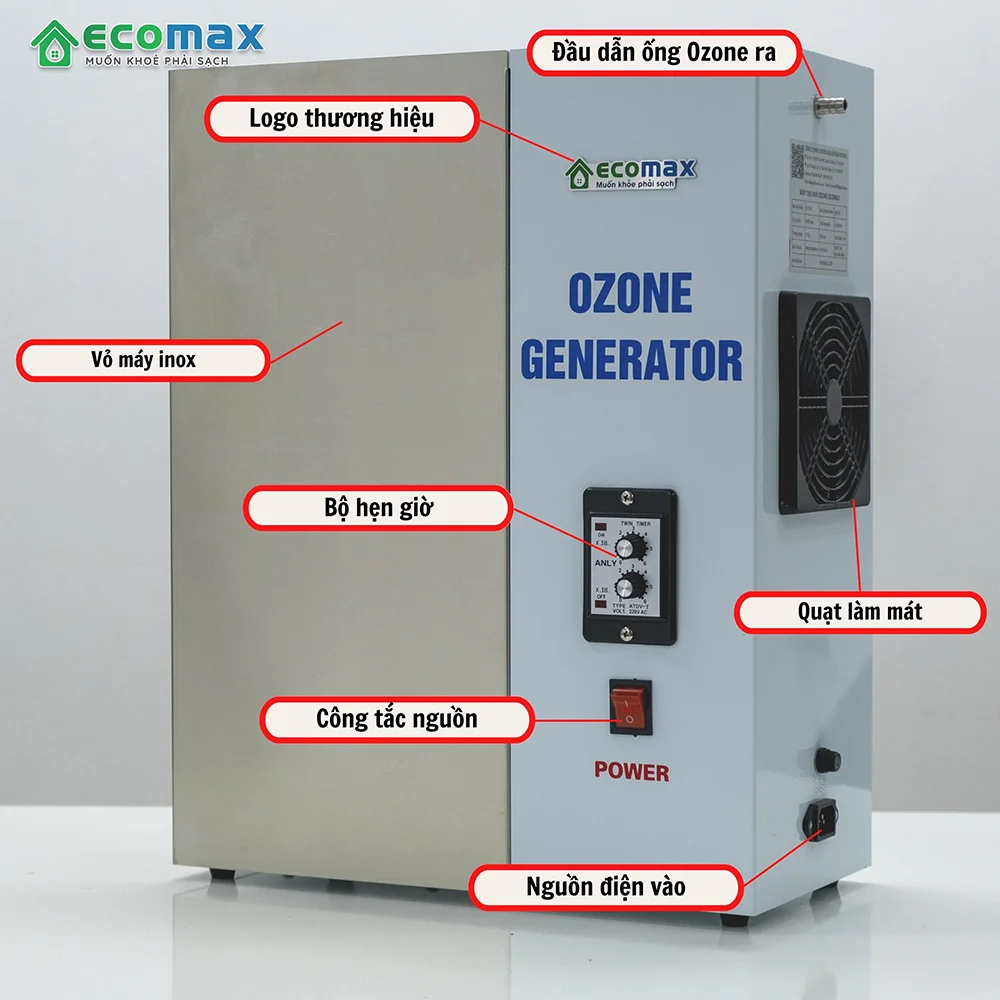 Máy ozone 4g xử lý nước diệt khuẩn công suất 4g/h ECO-4 6 Cấu tạo của máy Ozone 4g Eco-4 xem bên ngoài có gì