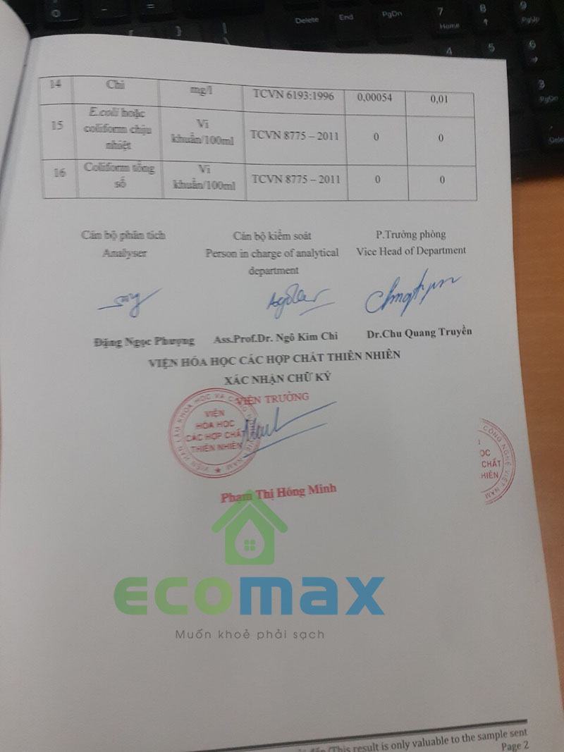 Hệ thống lọc nước tổng sinh hoạt cao cấp cho căn hộ 5 cấp lọc 16 ket qua vi sinh nuoc sau loc ecomax