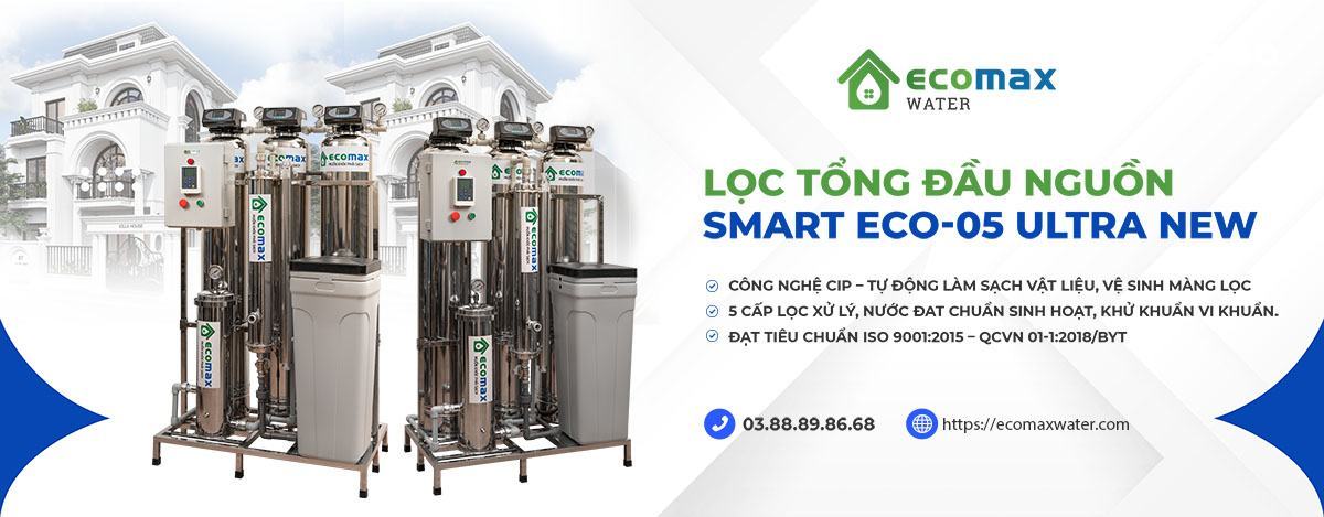 Hệ thống lọc nước tổng sinh hoạt cao cấp cho căn hộ 5 cấp lọc 6 loc tong dau nguon eco-05 ultra ecomax
