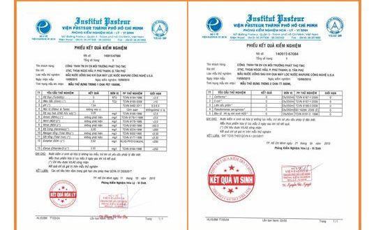 tiêu chuẩn xét nghiệm nước đóng chai