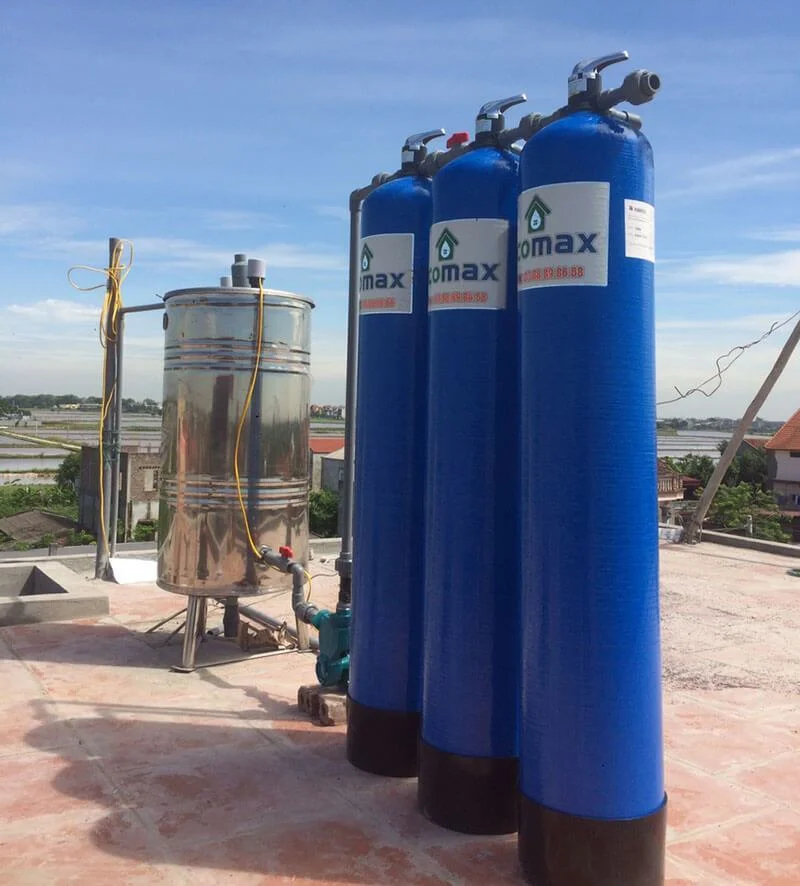 Thiết bị lọc nước giếng khoan nhiễm Phèn sắt màu vàng, mùi tanh nồng ECO-G03 12 cach loc nuoc gieng khoan bi vang sat