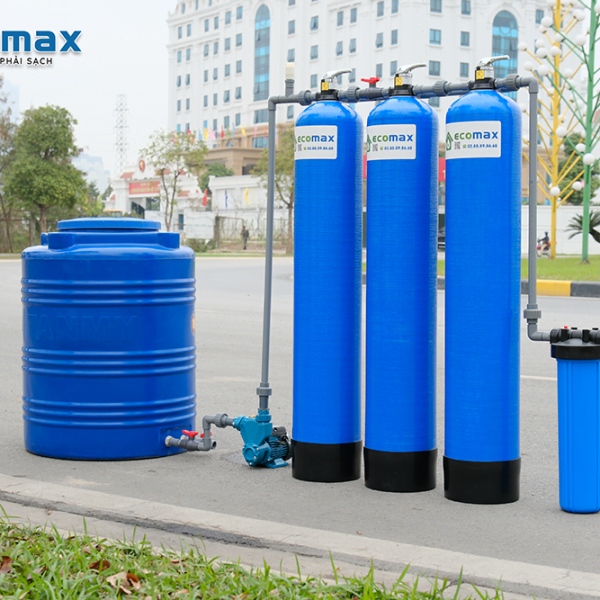 Thiết bị lọc nước giếng khoan nhiễm Phèn sắt màu vàng, mùi tanh nồng ECO-G03 2 thiet bi loc nuoc gieng khoan gia dinh 4 cap loc sat mangan mau vang mui tanh ECOMAX