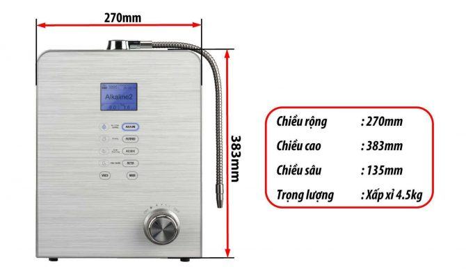 Kích thước máy ion kiềm