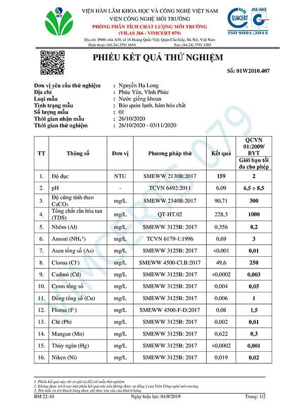 Nước sau bộ lọc của Ecomax