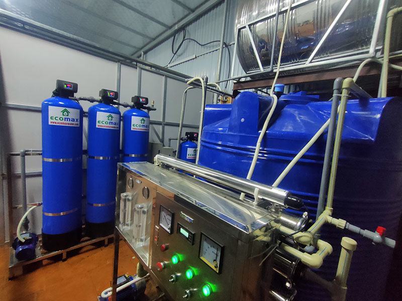 Dây chuyền lọc nước tinh khiết 1000L/h sản xuất nước muối và cồn Y tế tại Thanh Oai 2 dây chuyền lọc nước tinh khiết