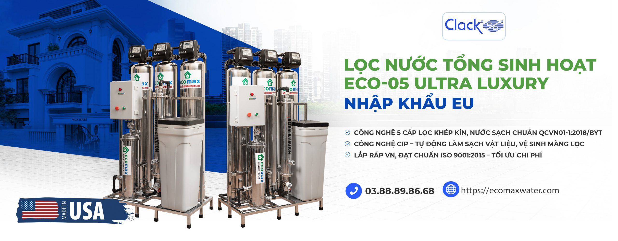 Lọc tổng sinh hoạt ECO-05 Ultra Luuxry nhập khẩu linh kiện EU