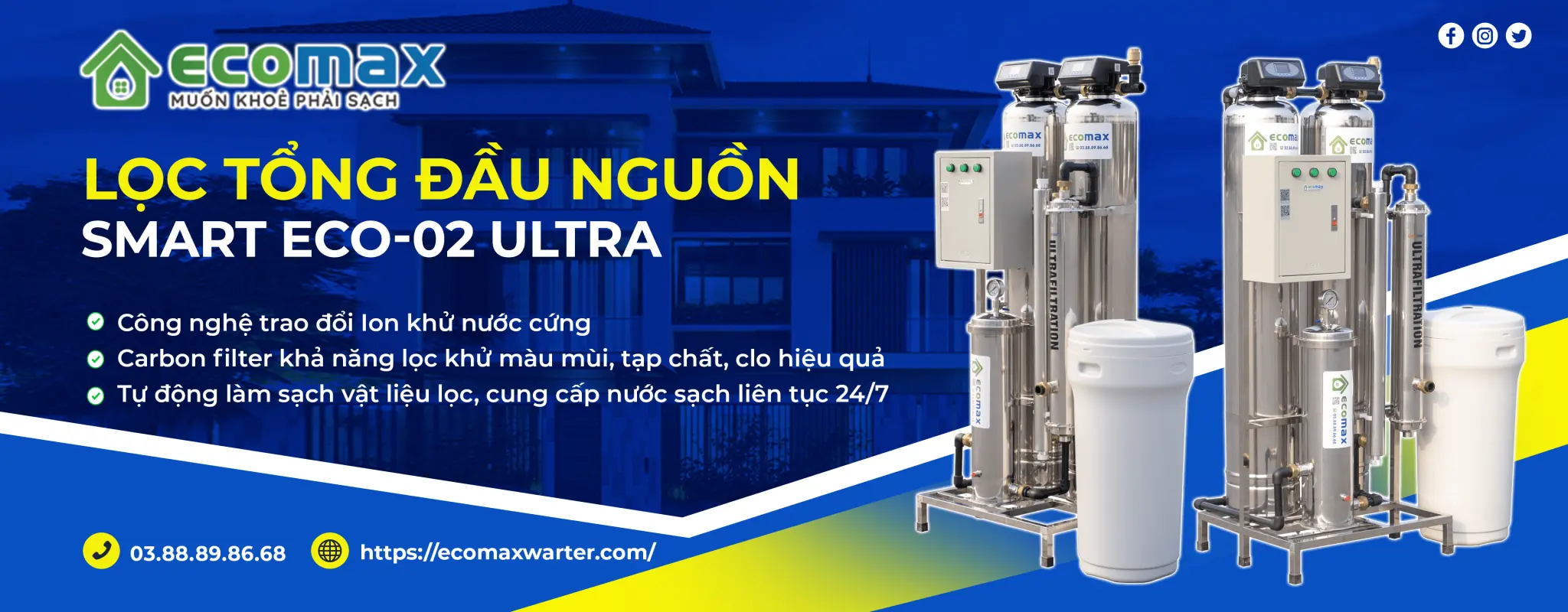 Trang chủ 32 thiet bi loc nuoc dau nguon sinh hoat tot nhat ecomax